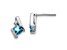 Rhodium Over 10k White Gold 0.64ctw Cushion Blue Topaz Birthstone and Diamond Stud Earrings