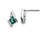 Rhodium Over 10k White Gold 0.64ctw Lab Created Alexandrite Birthstone and Diamond Stud Earrings