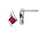 Rhodium Over 10k White Gold 0.64ctw Cushion Lab Created Ruby Birthstone and Diamond Stud Earrings