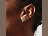 Rhodium Over 10k White Gold 0.64ctw Cushion Peridot August Birthstone and Diamond Stud Earrings