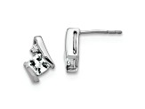 Rhodium Over 10k White Gold 0.64ctw Cushion White Topaz April Birthstone and Diamond Stud Earrings