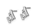 Rhodium Over 10k White Gold 0.64ctw Cushion White Topaz April Birthstone and Diamond Stud Earrings