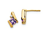 10k Yellow Gold 0.64ctw Cushion Amethyst February Birthstone and Diamond Stud Earrings