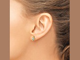 10k Yellow Gold 0.64ctw Cushion Aquamarine March Birthstone and Diamond Stud Earrings