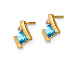 10k Yellow Gold 0.64ctw Cushion Blue Topaz December Birthstone and Diamond Stud Earrings