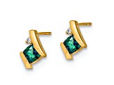 10k Yellow Gold 0.64ctw Cushion Lab Created Alexandrite June Birthstone and Diamond Stud Earrings