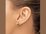 10k Yellow Gold 0.64ctw Cushion Lab Created Emerald May Birthstone and Diamond Stud Earrings