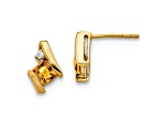10k Yellow Gold 0.64ctw Cushion Citrine November Birthstone and Diamond Stud Earrings