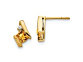 10k Yellow Gold 0.64ctw Cushion Citrine November Birthstone and Diamond Stud Earrings