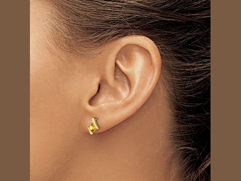 10k Yellow Gold 0.64ctw Cushion Citrine November Birthstone and Diamond Stud Earrings