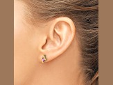 10k Yellow Gold 0.64ctw Cushion Lab Created Pink Sapphire Birthstone and Diamond Stud Earrings