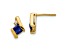 10k Yellow Gold 0.64ctw Cushion Lab Created Sapphire September Birthstone and Diamond Stud Earrings