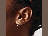 10k Yellow Gold 0.64ctw Cushion Lab Created Sapphire September Birthstone and Diamond Stud Earrings