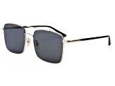 Gucci Gold Tone and Black Frame / Gray Lens Square Sunglasses