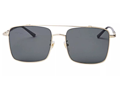 Gucci Gold Tone and Black Frame / Gray Lens Square Sunglasses