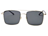 Gucci Gold Tone and Black Frame / Gray Lens Square Sunglasses