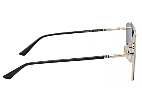 Gucci Gold Tone and Black Frame / Gray Lens Square Sunglasses