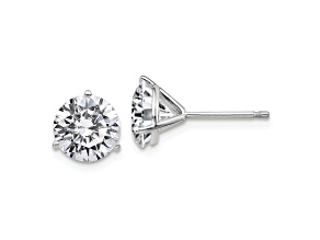 Rhodium Over 14K White Gold 3ct. 7.5mm Round D E F Pure Light Moissanite Earrings