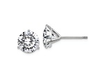 Rhodium Over 14K White Gold 3ct. 7.5mm Round D E F Pure Light Moissanite Earrings