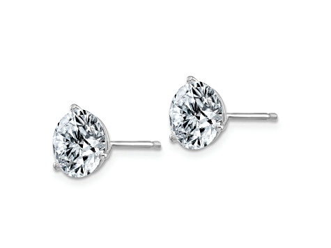 Rhodium Over 14K White Gold 3ct. 7.5mm Round D E F Pure Light Moissanite Earrings