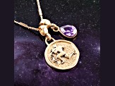 Barse Jewelry Purple Amethyst Gold Tone Aquarius Charm Necklace