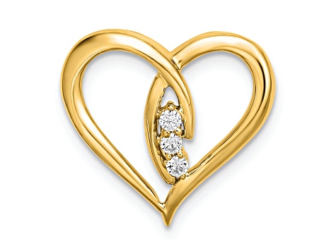 14k Yellow Gold Diamond Polished Heart Chain Slide Pendant