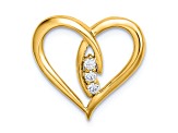 14k Yellow Gold Diamond Polished Heart Chain Slide Pendant