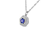 Rhodium Over Sterling Silver 7mm Round Tanzanite and Cubic Zirconia Pendant 1.50ctw