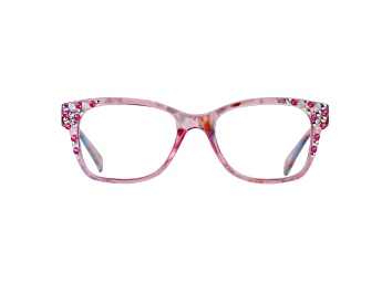 Picture of Pink Crystal Square Frame Reading Glasses. Strength 1.50
