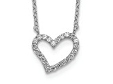 Rhodium Over Sterling Silver Cubic Zirconia Open Heart 18 inch Necklace