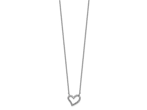 Rhodium Over Sterling Silver Cubic Zirconia Open Heart 18 inch Necklace