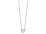 Rhodium Over Sterling Silver Cubic Zirconia Open Heart 18 inch Necklace