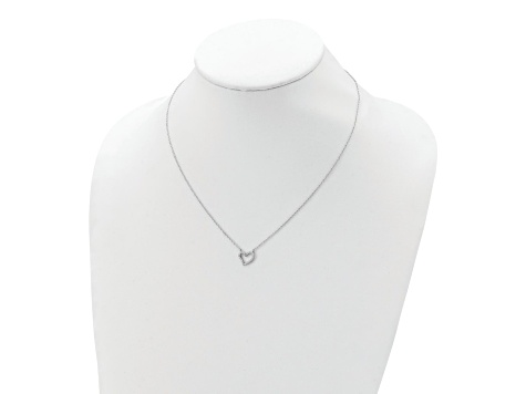 Rhodium Over Sterling Silver Cubic Zirconia Open Heart 18 inch Necklace