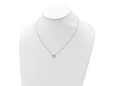 Rhodium Over Sterling Silver Cubic Zirconia Open Heart 18 inch Necklace