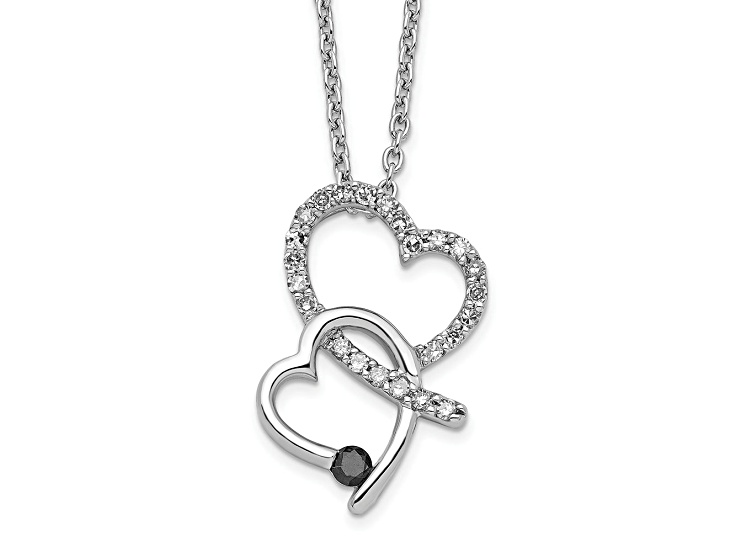 Rhodium Over Sterling Silver With Black Rhodium 0.25ctw Black and White Diamond Pendant Necklace
