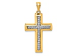 14K Yellow Gold Large 1/10ct. Diamond Cross Pendant