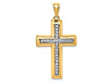 14K Yellow Gold Large 1/10ct. Diamond Cross Pendant