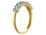 10K Yellow Gold Baguette London Blue Topaz and Diamond Ring .36ctw