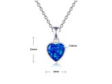 Lab Created Blue Opal Heart Shaped Rhodium Over Sterling Silver Pendant Style Necklace