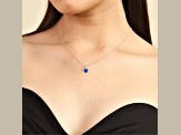 Lab Created Blue Opal Heart Shaped Rhodium Over Sterling Silver Pendant Style Necklace