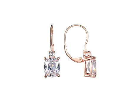 White Cubic Zirconia 18K Rose Gold Over Sterling Silver Leverback Earrings 10.21ctw