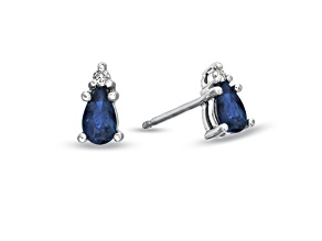 0.42ctw Pear Shaped Sapphire and Diamond Earrings in 14k White Gold