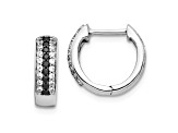 Rhodium Over 10k White Gold 1/2" 0.27ctw Black and White Diamond Hinged Hoop Earrings