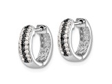 Rhodium Over 10k White Gold 1/2" 0.27ctw Black and White Diamond Hinged Hoop Earrings