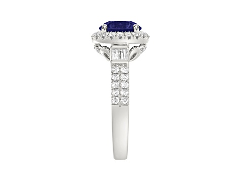 10K  White Gold  0.50CTW Lab Created Blue Sapphire and Lab-Grown White Diamond Ring