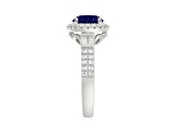 10K  White Gold  0.50CTW Lab Created Blue Sapphire and Lab-Grown White Diamond Ring