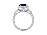 10K  White Gold  0.50CTW Lab Created Blue Sapphire and Lab-Grown White Diamond Ring