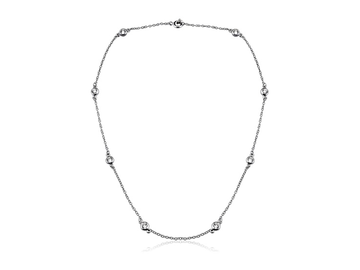 Clear Cubic Zirconia, Rhodium Plated over Sterling Silver Accent Necklace