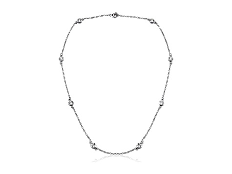 Clear Cubic Zirconia, Rhodium Plated over Sterling Silver Accent Necklace