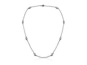 Clear Cubic Zirconia, Rhodium Plated over Sterling Silver Accent Necklace